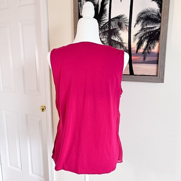 Women’s New York & Company Tank Top | Bright Pink | Ruffle | Dressy | Medium - Picture 2 of 8